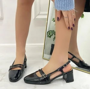 Primi Tacchi Lesya - Décolleté Donna Punta Tacco Basso Quadrato Nero Discount
