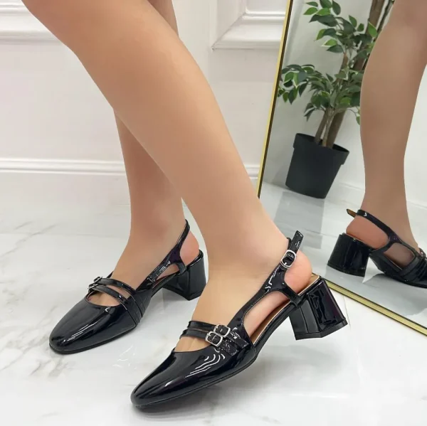 Primi Tacchi Lesya - Décolleté Donna Punta Tacco Basso Quadrato Nero Discount