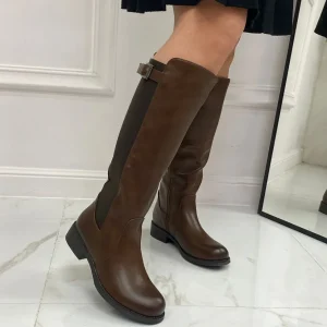 Primi Tacchi Letizia - Stivale Donna Alto Punta Tonda Donna Marrone Online