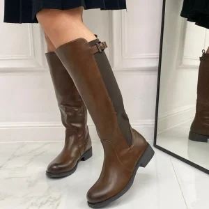 Primi Tacchi Letizia - Stivale Donna Alto Punta Tonda Donna Marrone Online
