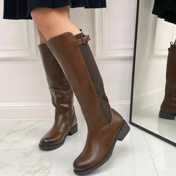 Primi Tacchi Letizia - Stivale Donna Alto Punta Tonda Donna Marrone Online