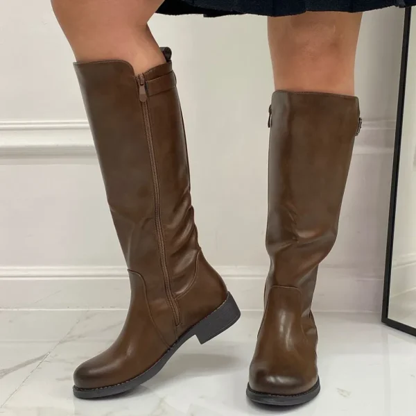 Primi Tacchi Letizia - Stivale Donna Alto Punta Tonda Donna Marrone Online