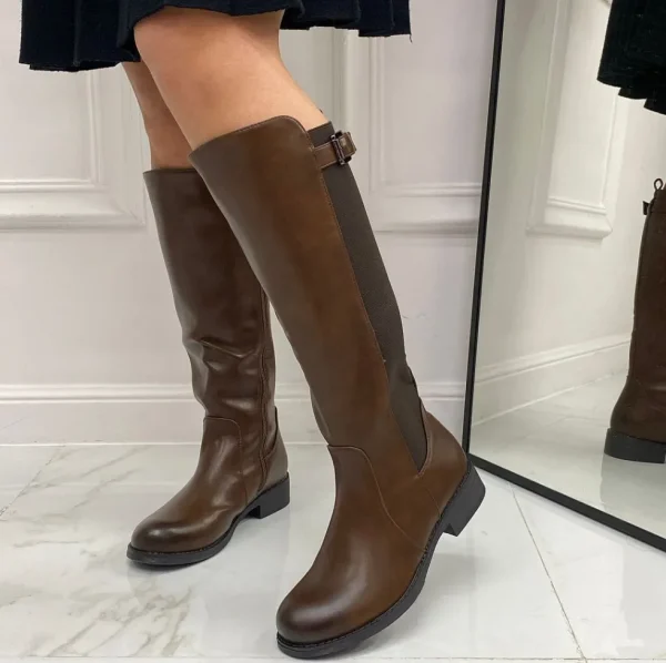 Primi Tacchi Letizia - Stivale Donna Alto Punta Tonda Donna Marrone Online