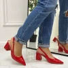 Primi Tacchi Leyla - Decolleté Donna Punta Scarpa Tacco Quadrato Vernice Rosso Clearance