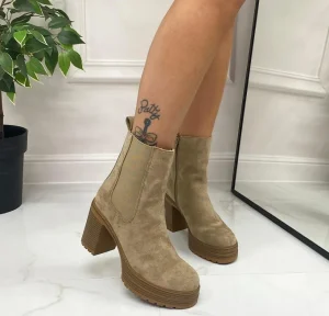 Primi Tacchi Lidia - Stivaletto Donna Scarpa Tacco Quadrato Casual Comodo Khaki Discount
