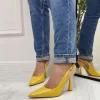 Primi Tacchi Linda - Décolleté Donna Tacco Spillo Punta Vernice Giallo Sale