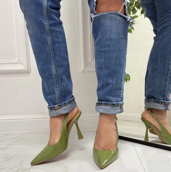 Primi Tacchi Linda - Décolleté Donna Tacco Spillo Punta Vernice Verde Best