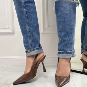 Primi Tacchi Linda - Décolleté Donna Tacco Spillo Punta Vernice Marrone Hot