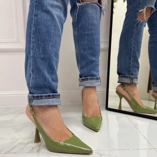 Primi Tacchi Linda - Décolleté Donna Tacco Spillo Punta Vernice Verde Best