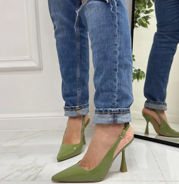 Primi Tacchi Linda - Décolleté Donna Tacco Spillo Punta Vernice Verde Best