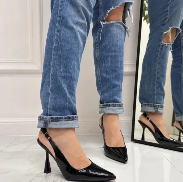 Primi Tacchi Linda - Décolleté Donna Tacco Spillo Punta Vernice Nero Outlet