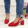 Primi Tacchi Lisa - Décolleté Donna Scarpa Cinturino Tacco Quadrato Elegante Rosso Hot