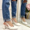 Primi Tacchi Lisa - Décolleté Donna Scarpa Cinturino Tacco Quadrato Elegante Bianco Fashion