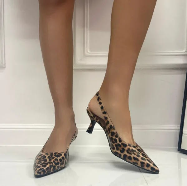 Primi Tacchi Loretta - Décolleté Donna Tacco Spillo Punta Leopardato Sale