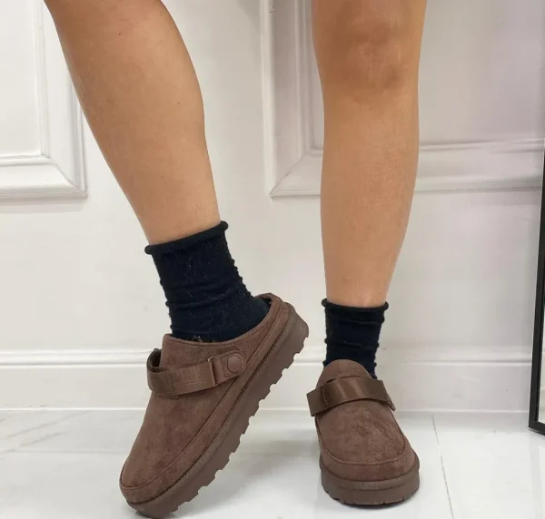 Primi Tacchi Louise - Scarpa Sabot Mules Donna Flat Pelliccia Tallone Scoperto Marr Clearance