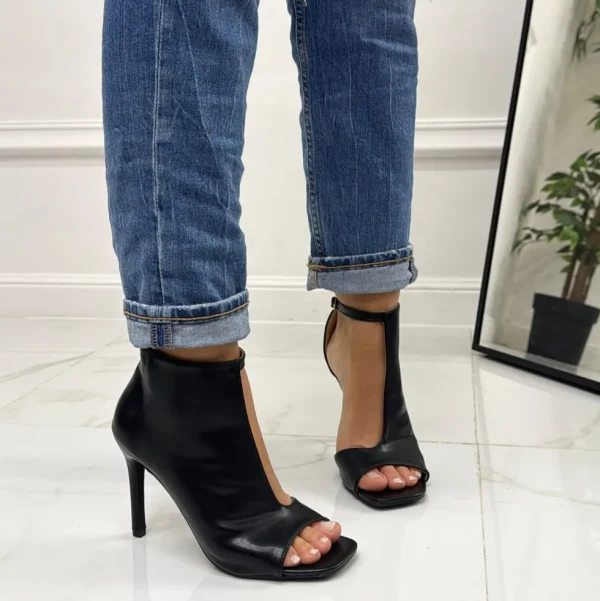 Primi Tacchi Luana - Sandalo Donna Scarpa Tacco Spillo Punta Nero Clearance