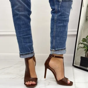 Primi Tacchi Luana - Sandalo Donna Scarpa Tacco Spillo Punta MARRONE Best
