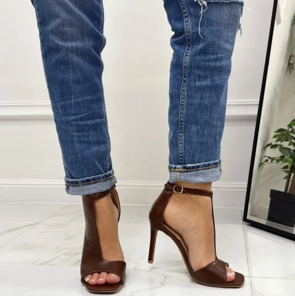 Primi Tacchi Luana - Sandalo Donna Scarpa Tacco Spillo Punta MARRONE Best