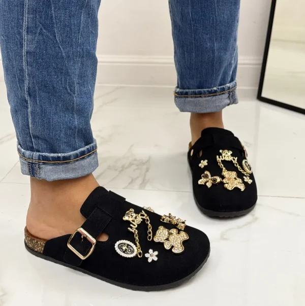 Primi Tacchi Lucky - Scarpa Sabot Mules Donna Tallone Scoperto Nero Hot