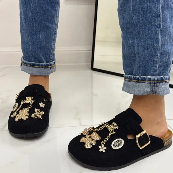 Primi Tacchi Lucky - Scarpa Sabot Mules Donna Tallone Scoperto Nero Hot