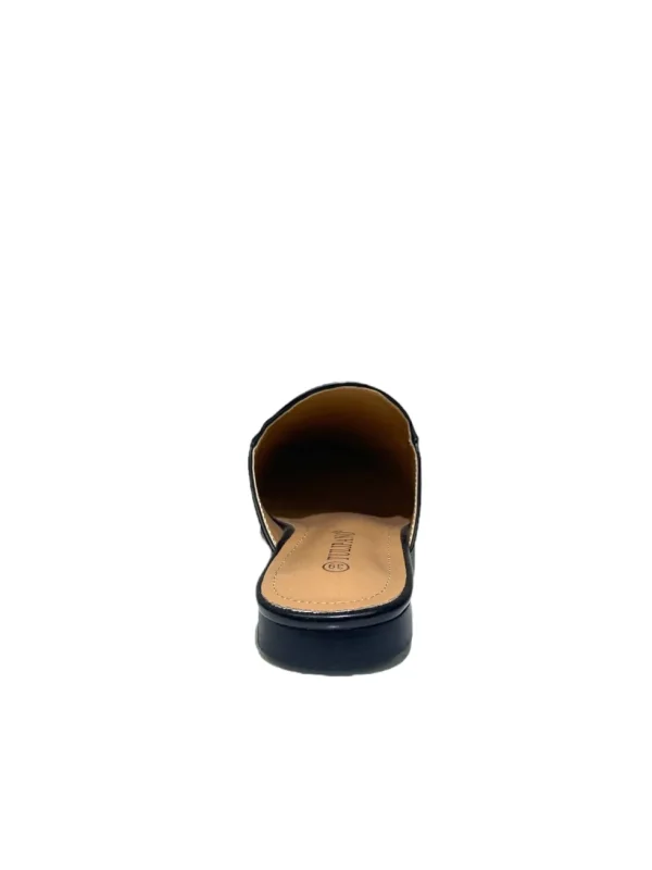 Primi Tacchi Luna - Sabot Mules Pantofolina Donna Flat Punta Tallone Scoperto Nero Clearance
