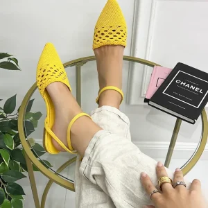 Primi Tacchi Maila - Scarpa Donna Ballerina Punta Traforata Giallo Clearance