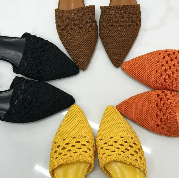 Primi Tacchi Maila - Scarpa Donna Ballerina Punta Traforata Giallo Clearance