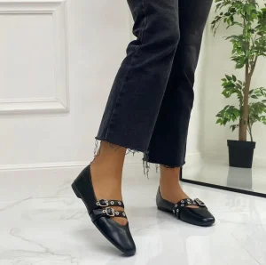Primi Tacchi Mallory - Scarpe Donna Ballerine Cinturini Comode NERO Discount