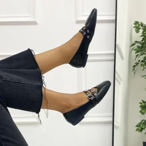 Primi Tacchi Mallory - Scarpe Donna Ballerine Cinturini Comode NERO Discount