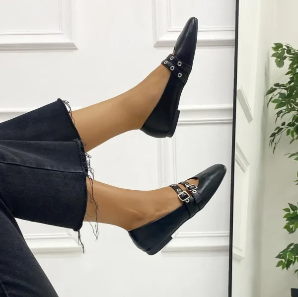 Primi Tacchi Mallory - Scarpe Donna Ballerine Cinturini Comode NERO Discount