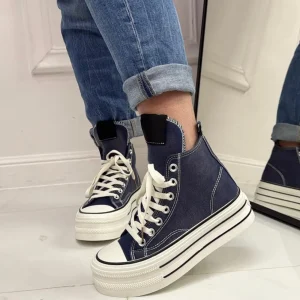 Primi Tacchi Marbella - Sneakers Donna Scarpe Ginnastica Lacci Casual Comodo Jeans Discount