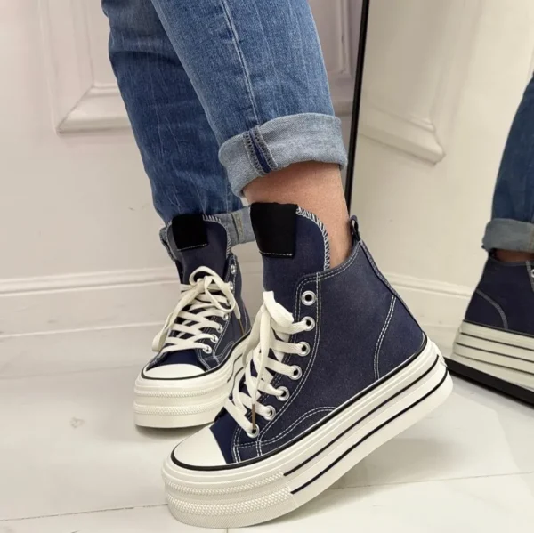 Primi Tacchi Marbella - Sneakers Donna Scarpe Ginnastica Lacci Casual Comodo Jeans Discount