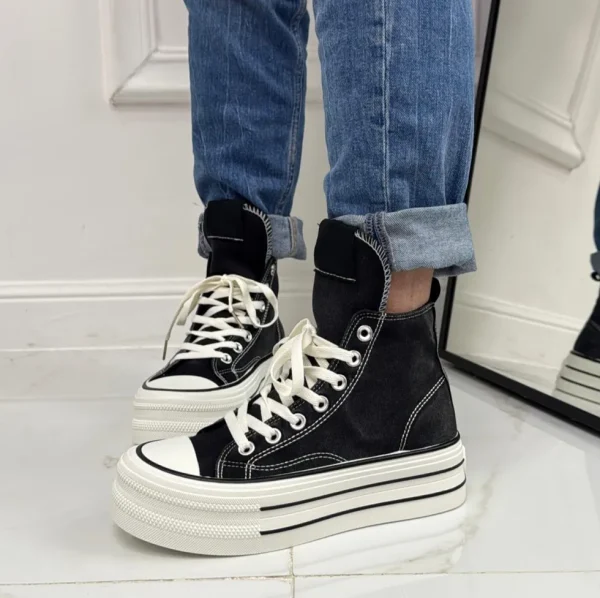Primi Tacchi Marbella - Sneakers Donna Scarpe Ginnastica Lacci Casual Comodo Nera Online