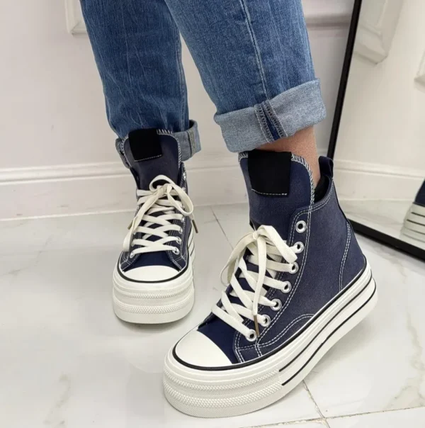 Primi Tacchi Marbella - Sneakers Donna Scarpe Ginnastica Lacci Casual Comodo Jeans Discount