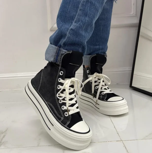 Primi Tacchi Marbella - Sneakers Donna Scarpe Ginnastica Lacci Casual Comodo Nera Online