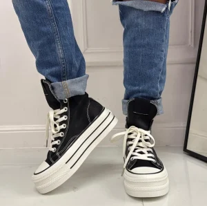 Primi Tacchi Marbella - Sneakers Donna Scarpe Ginnastica Lacci Casual Comodo Nera Online