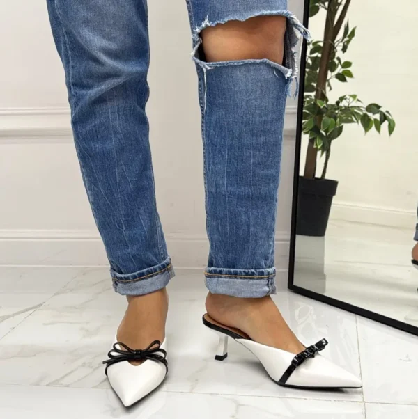 Primi Tacchi Margot - Décolleté Donna Tacco Spillo Basso Elegante Bianco Clearance