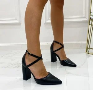 Primi Tacchi Marianna - Décolleté Donna Tacco Quadrato Punta Nero Clearance