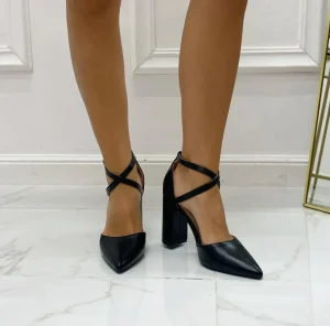 Primi Tacchi Marianna - Décolleté Donna Tacco Quadrato Punta Nero Clearance