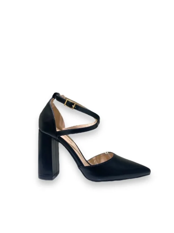 Primi Tacchi Marianna - Décolleté Donna Tacco Quadrato Punta Nero Clearance
