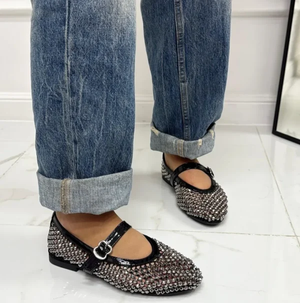 Primi Tacchi Marina - Scarpe Donna Ballerine Casual Strass Nere Online