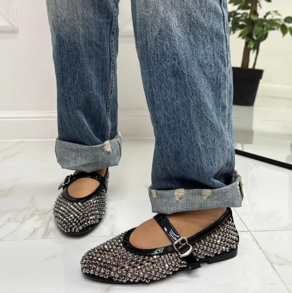 Primi Tacchi Marina - Scarpe Donna Ballerine Casual Strass Nere Online