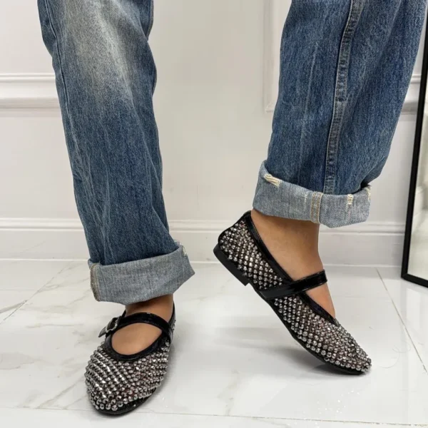 Primi Tacchi Marina - Scarpe Donna Ballerine Casual Strass Nere Online