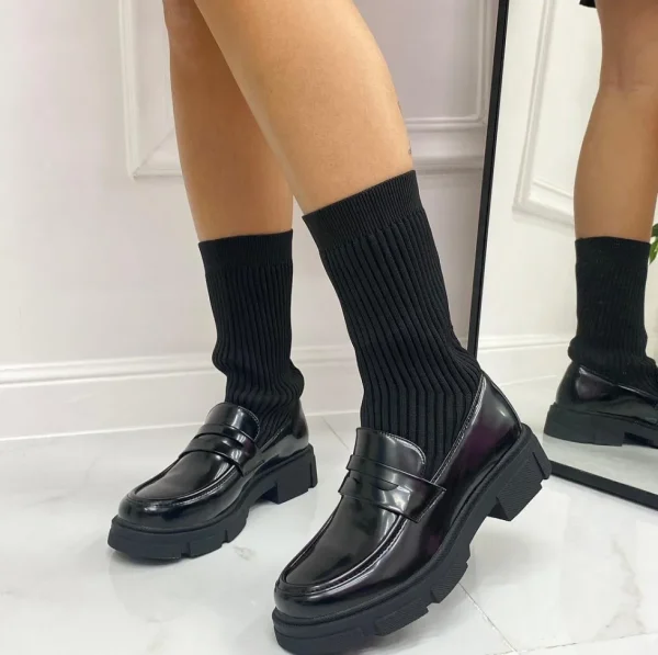 Primi Tacchi Marisa - Mocassino Donna Scarpa Basso Calzino Casual Nero Hot