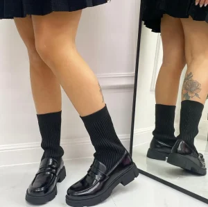 Primi Tacchi Marisa - Mocassino Donna Scarpa Basso Calzino Casual Nero Hot