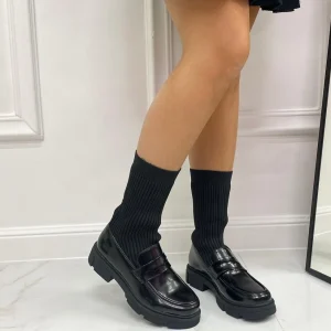 Primi Tacchi Marisa - Mocassino Donna Scarpa Basso Calzino Casual Nero Hot