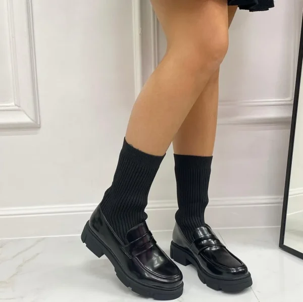 Primi Tacchi Marisa - Mocassino Donna Scarpa Basso Calzino Casual Nero Hot