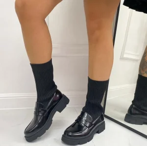 Primi Tacchi Marisa - Mocassino Donna Scarpa Basso Calzino Casual Nero Hot