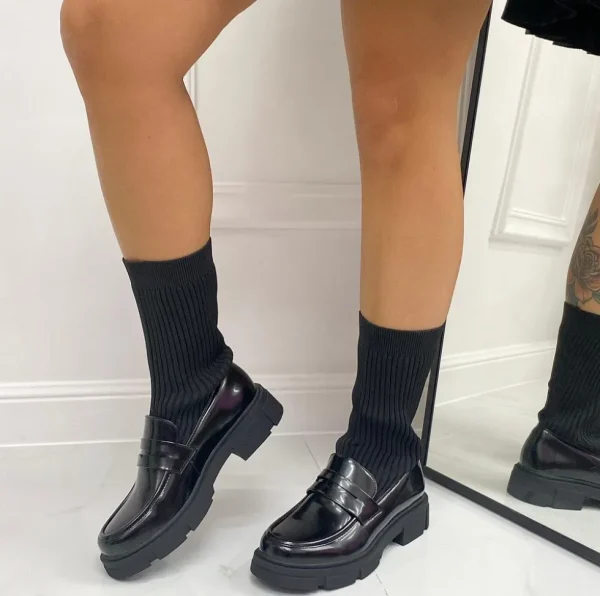 Primi Tacchi Marisa - Mocassino Donna Scarpa Basso Calzino Casual Nero Hot