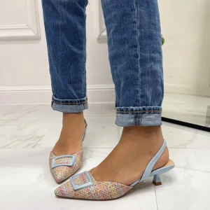 Primi Tacchi Marlena - Décolleté Donna Cinturino Elastico Tacco Basso Elegante Cele Discount